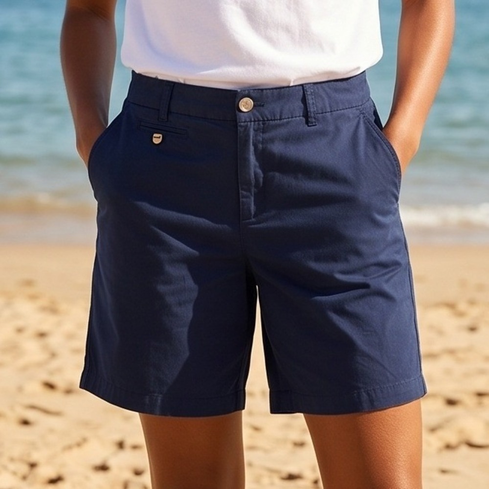 Avenue Womens 16 Avg Navy Blue Chino Bermuda Shorts Plus Size NWT